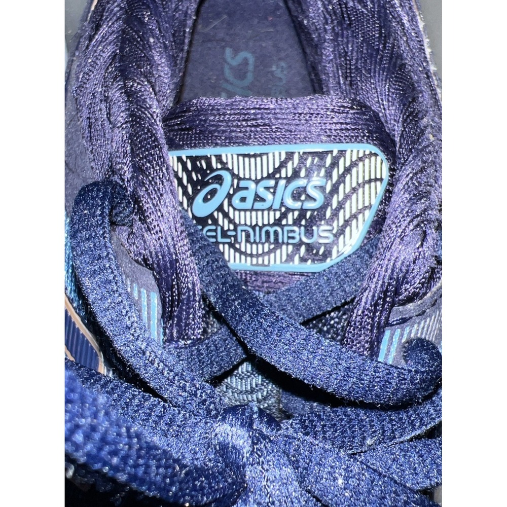 Asics Gel-Nimbus 22 Midnight Blue Gold Running Shoes 1012A587 Womens 6.5 - Picture 11 of 14